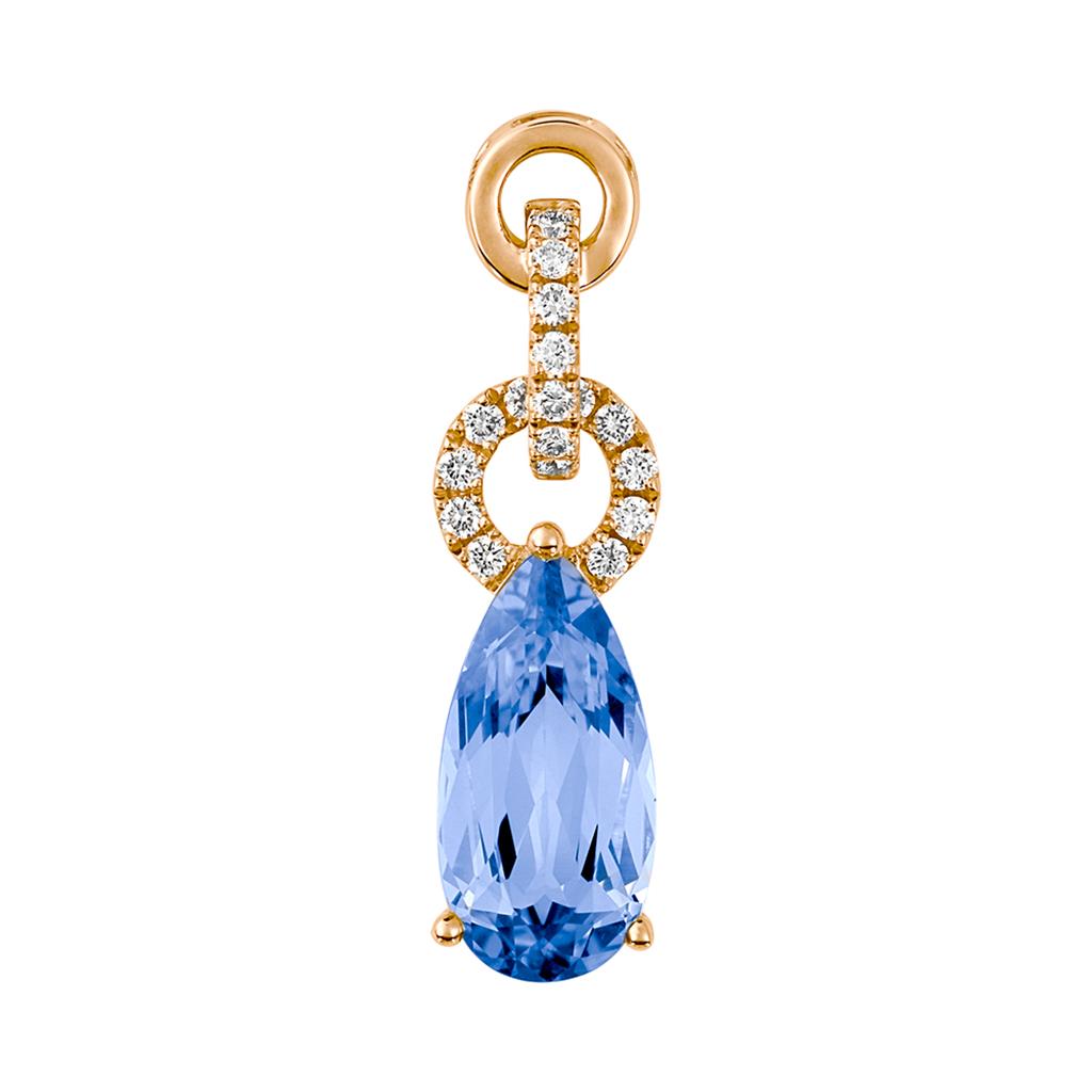 Chatham Aqua Blue Spinel & Diamond Pendant