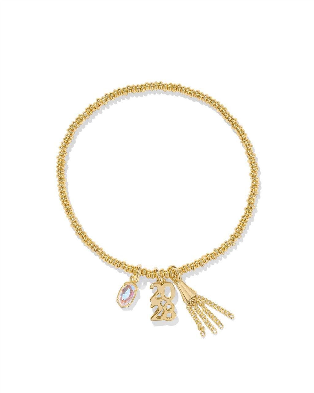 2028 GRADUATION STRETCH BRACELET GOLD DICHROIC GLASS