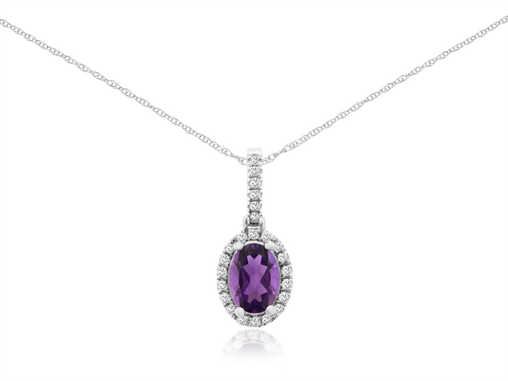 Amethyst & Diamond Pendant Necklace