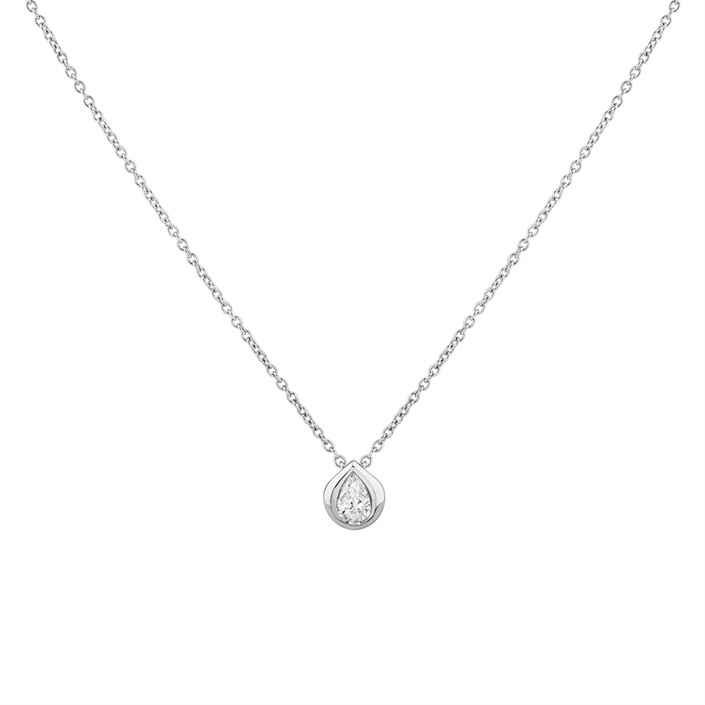 Shell Bezel Pear Diamond Necklace