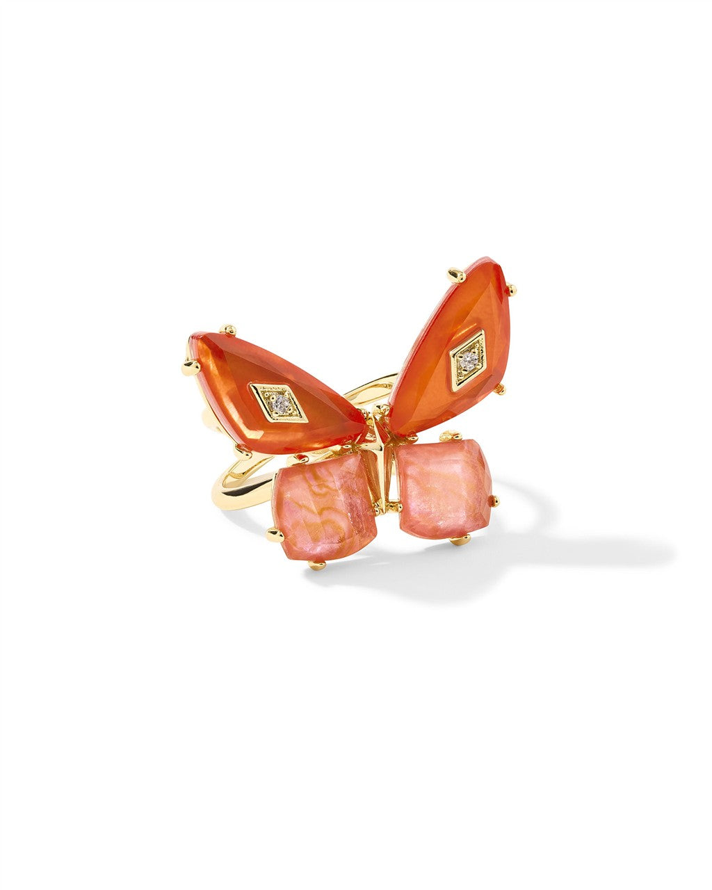 BIANCA BUTTERFLY COCKTAIL RING GOLD ORANGE MIX 7
