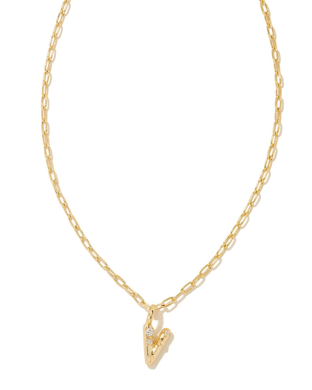 Kendra Scott Crystal Letter V Pendant Necklace