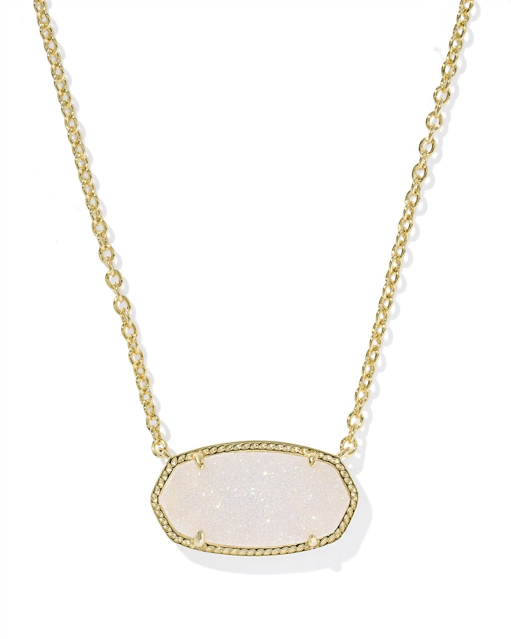ELISA STATEMENT SHORT PENDANT NECKLACE GOLD IRIDESCENT DRUSY