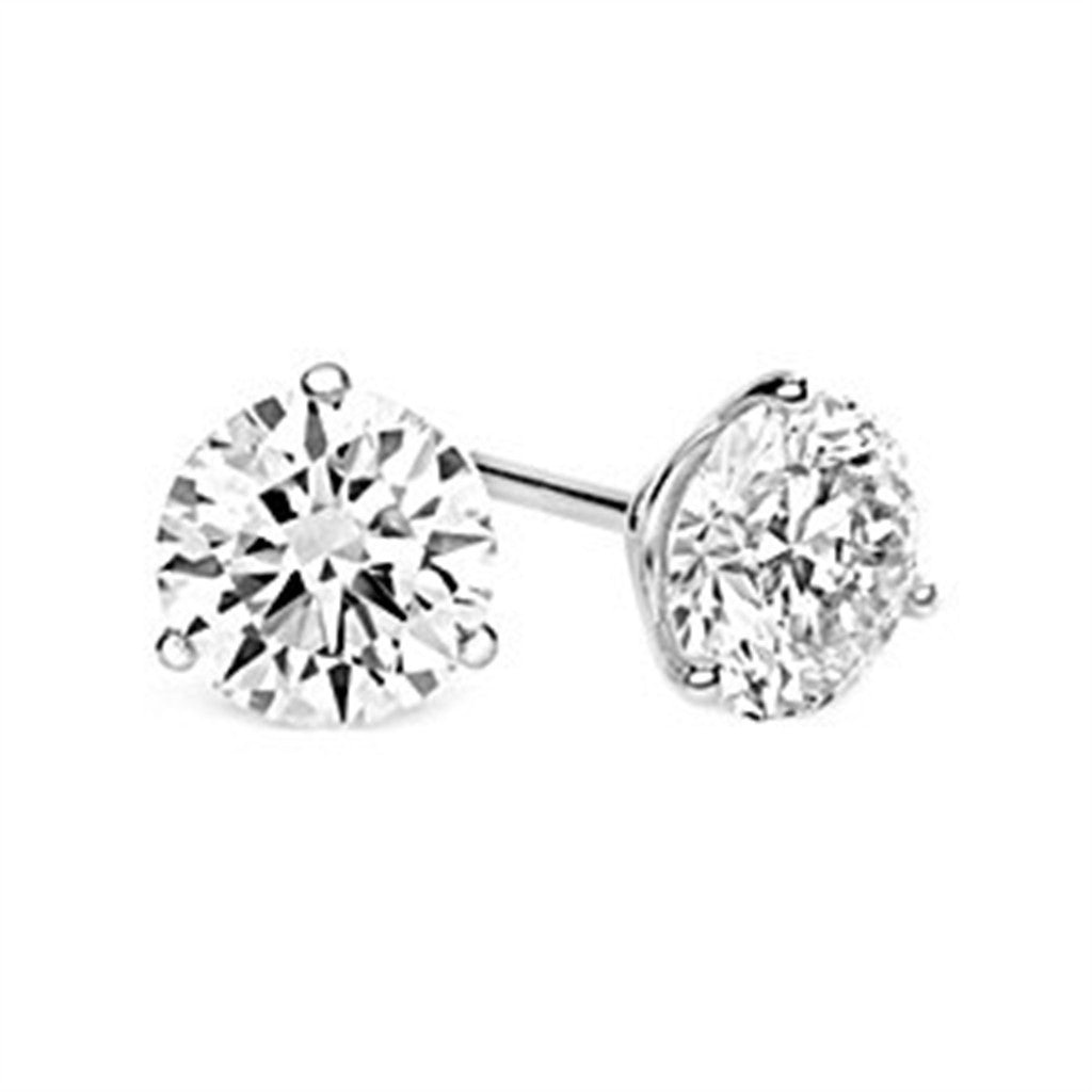 14K White Gold Diamond Stud Earrings