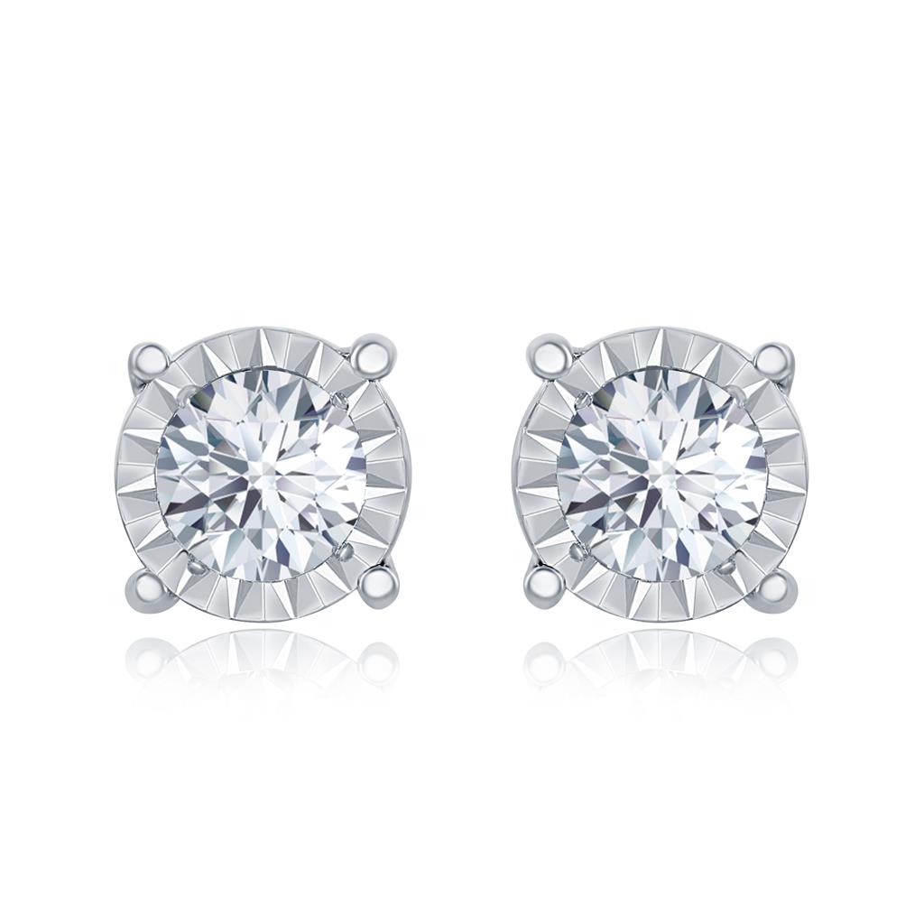 14K White Gold 3/4ct Miracle Stud Diamond Earrings