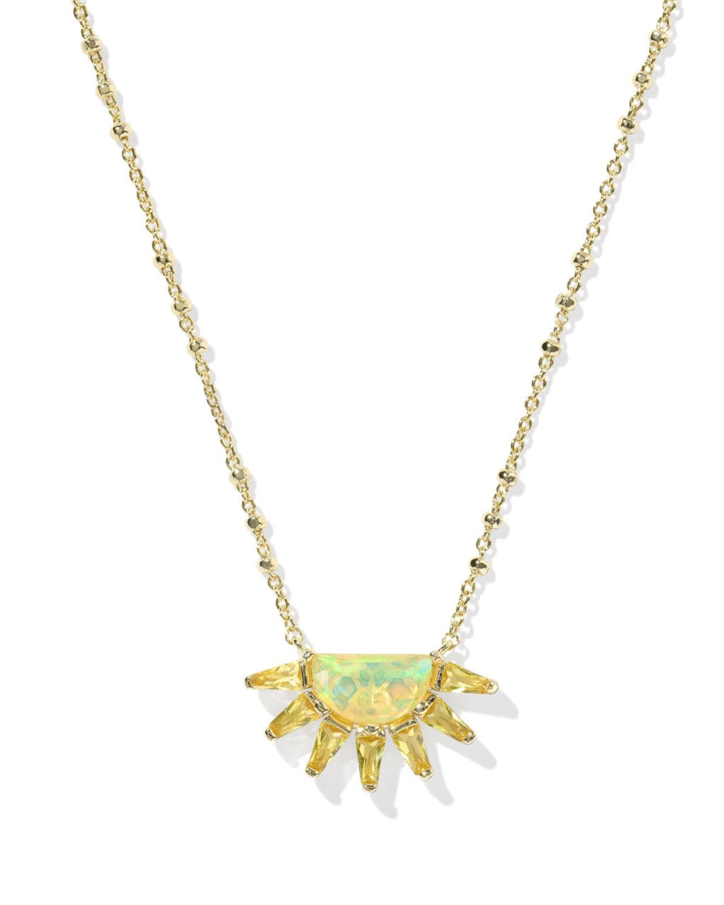 SAMANTHA SUN SHORT PENDANT NECKLACE GOLD YELLOW OPALESCENT RESIN