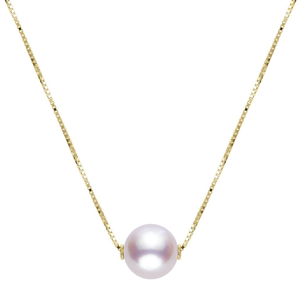 14KT Yellow Gold Freshwater Pearl Solitaire Necklace