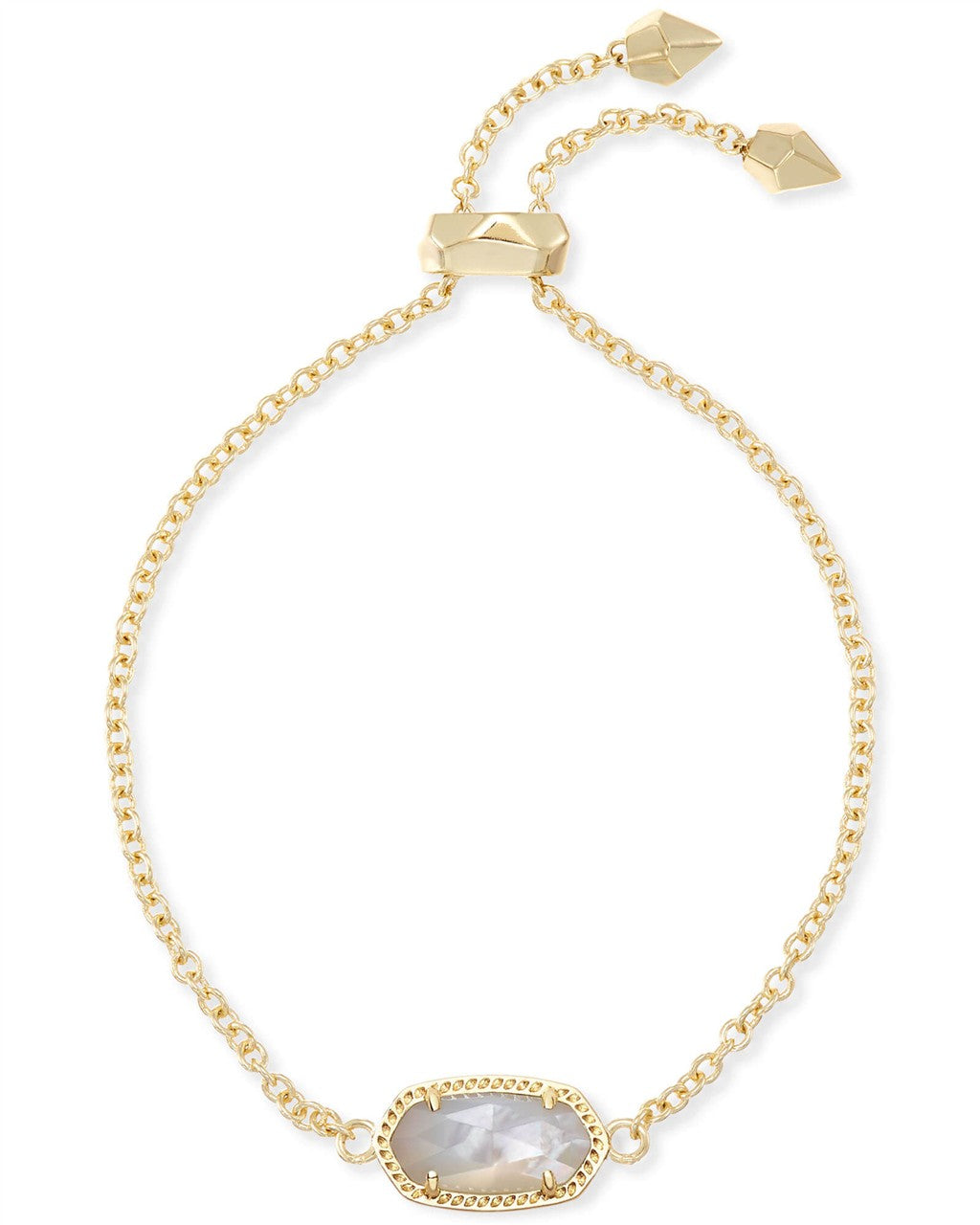 Elaina Gold Adjustable Chain Bracelet in Ivory M-o-P