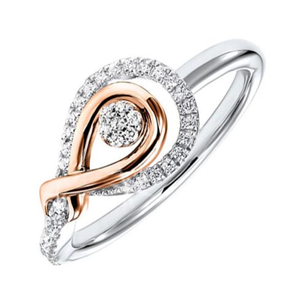 10K Two-Tone White/Rose Gold Diamond Ring