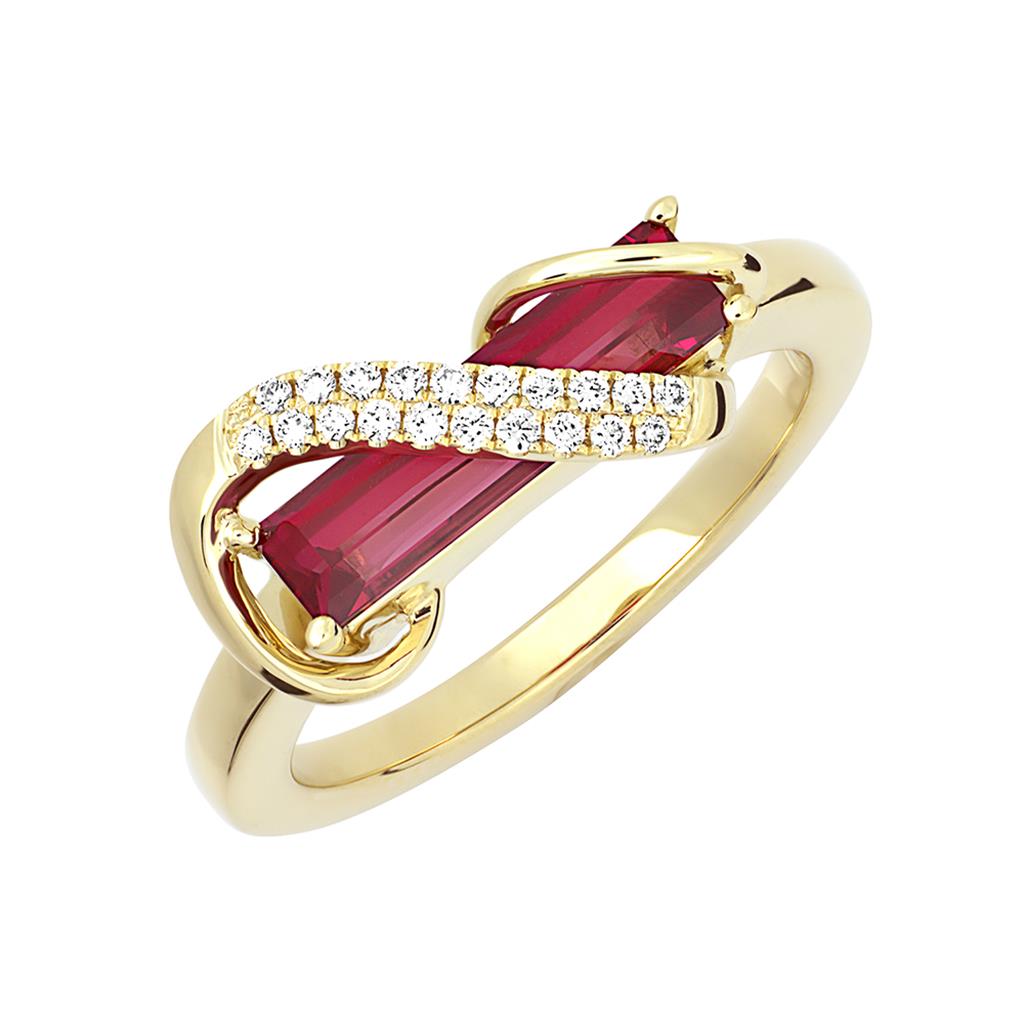 Chatham Padparadscha & Diamond Ring