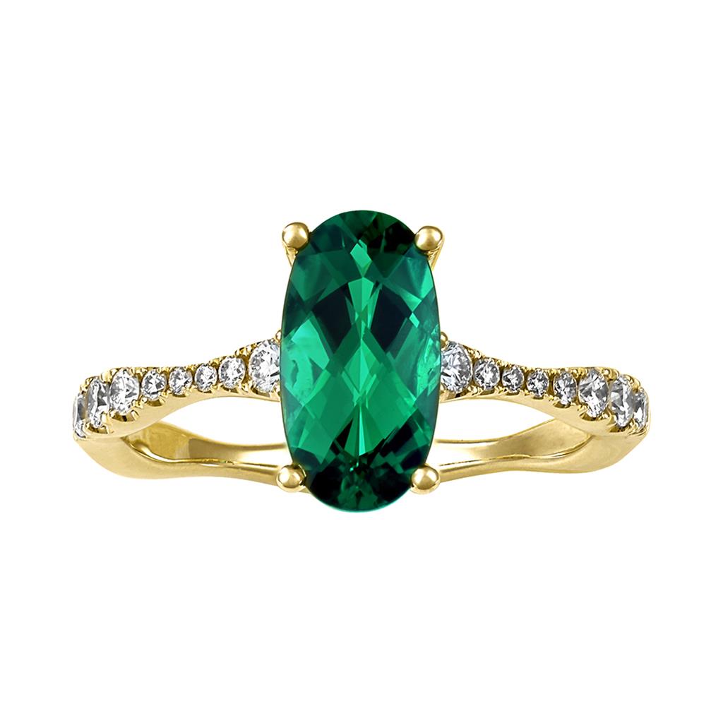 Chatham Emerald & Diamond Ring