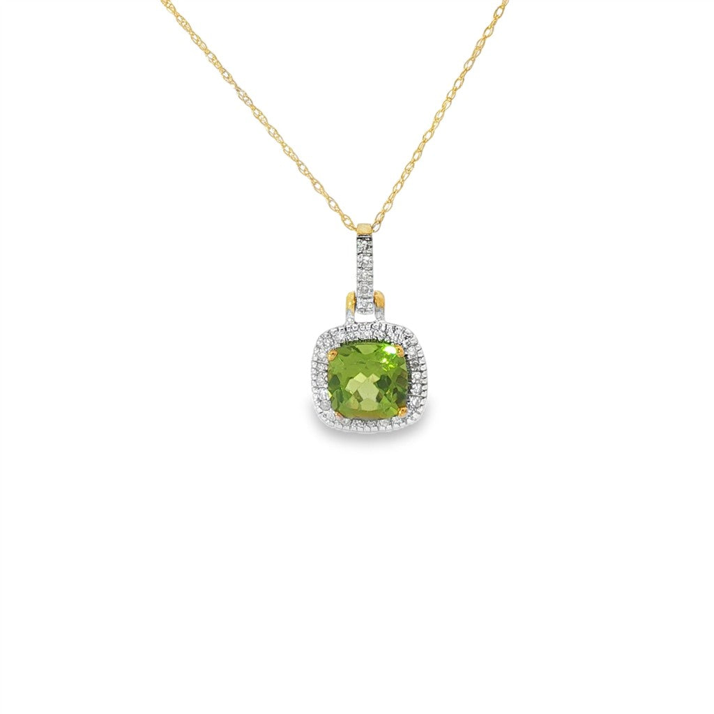 Diamond and Peridot Pendant Necklace