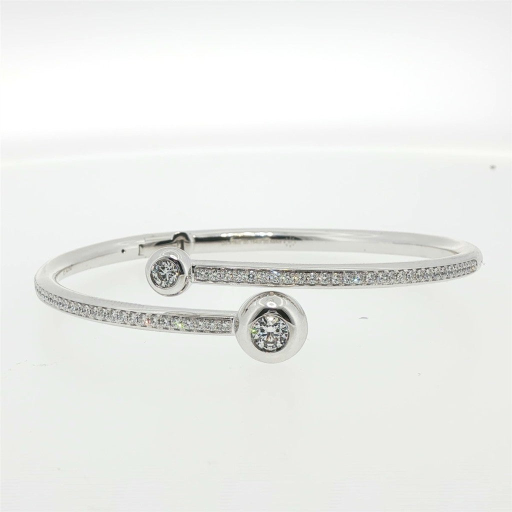 Hearts of Fire Dream Bybass Pave Bangle White Gold Bracelet