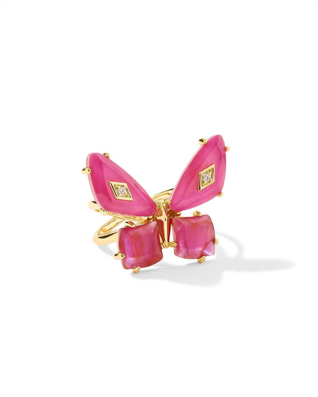 BIANCA BUTTERFLY COCKTAIL RING GOLD PINK MIX 7