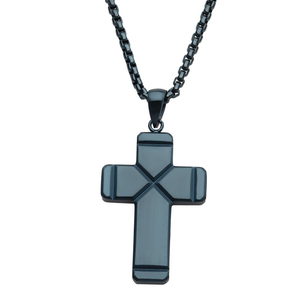 Mens Stainless Steel Cross Pendant w/Chain