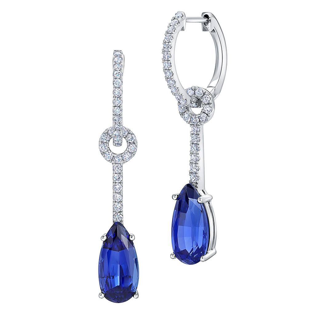 Chatham Blue Sapphire & Diamond Earrings