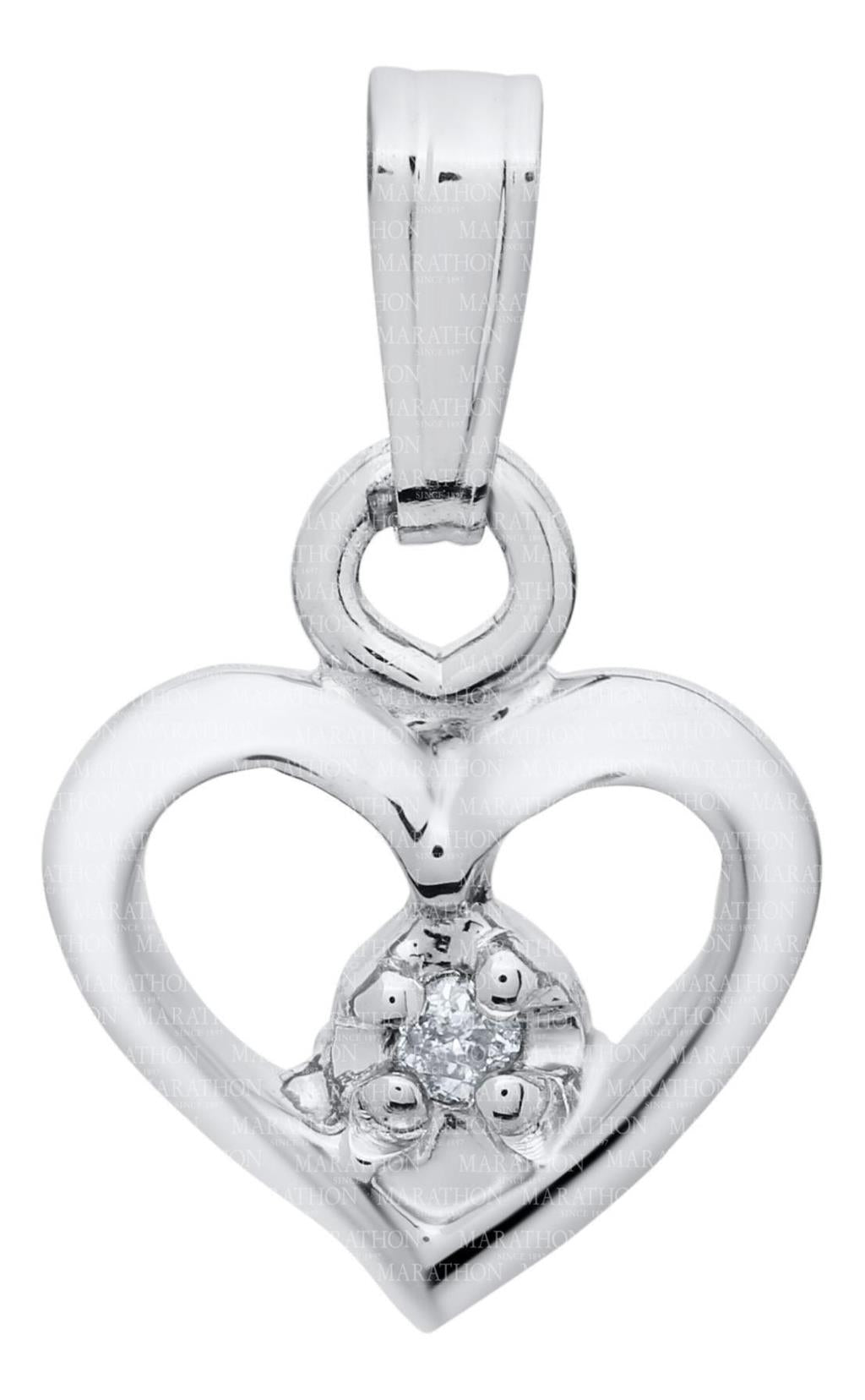 SS Open Heart Pendant w/ Diamond