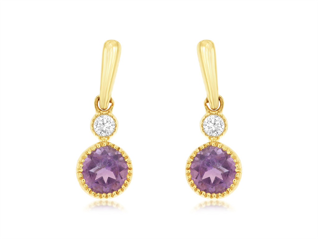 Amethyst and Diamond Earrings