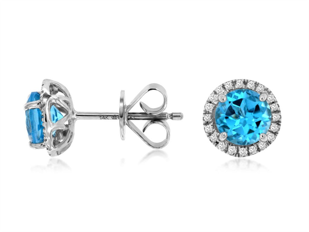 Blue Topaz & Diamond Earrings