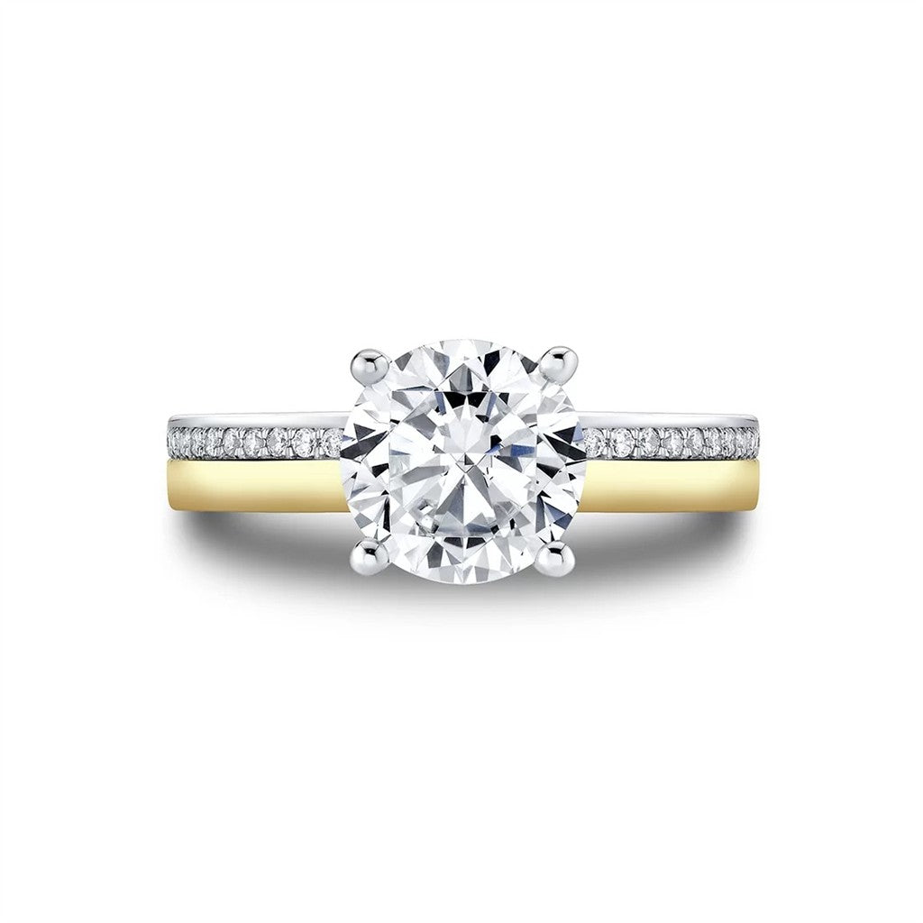 Auravie Flush Set Diamond Two Tone Engagement Ring - Reese