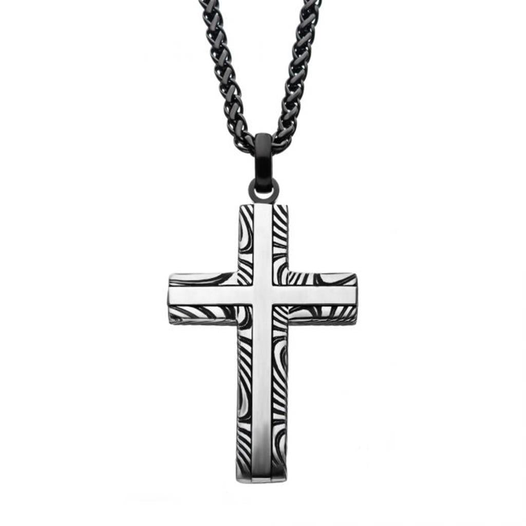 Stainless Steel Damascus Cross Pendant