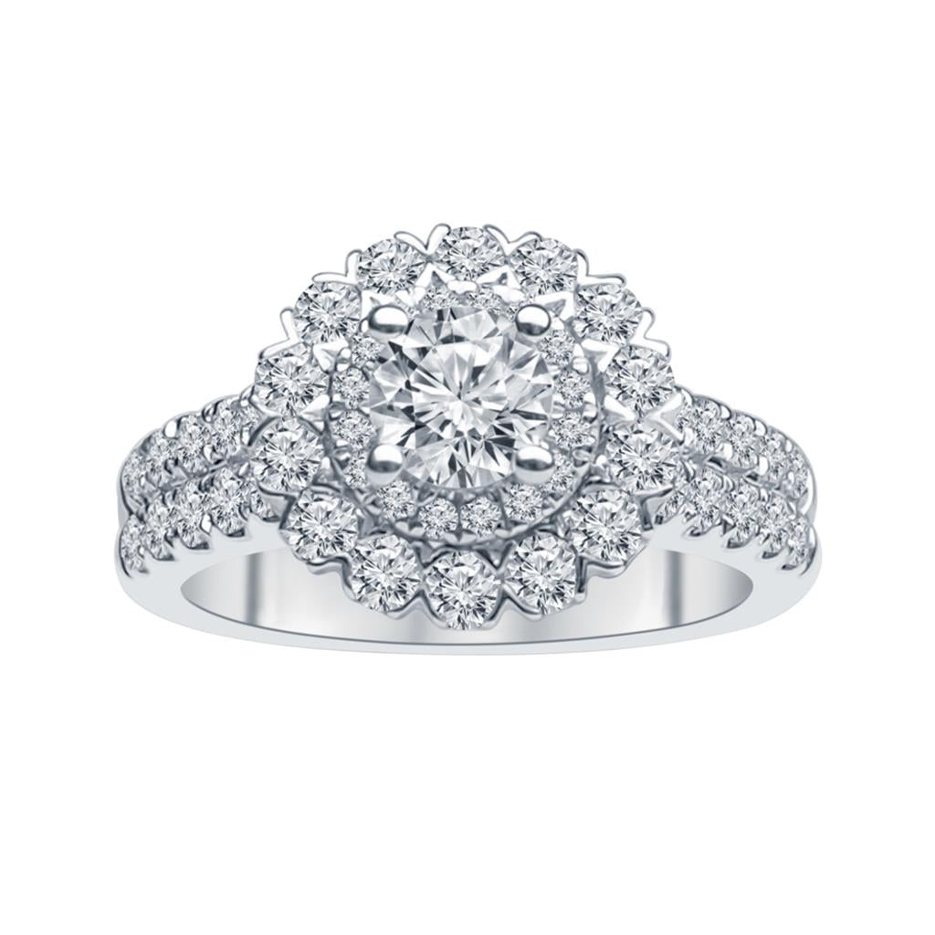 14K White Gold Halo-Style Engagement Ring