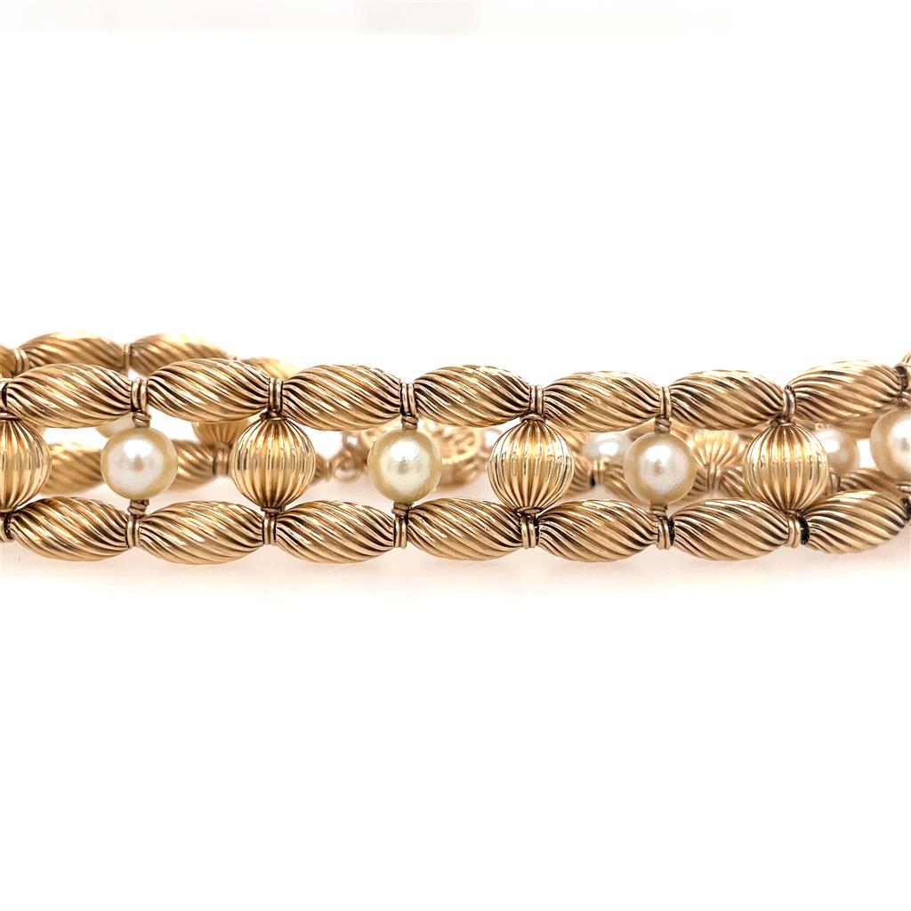14K Yellow Gold Pearl Bracelet (Preowned)