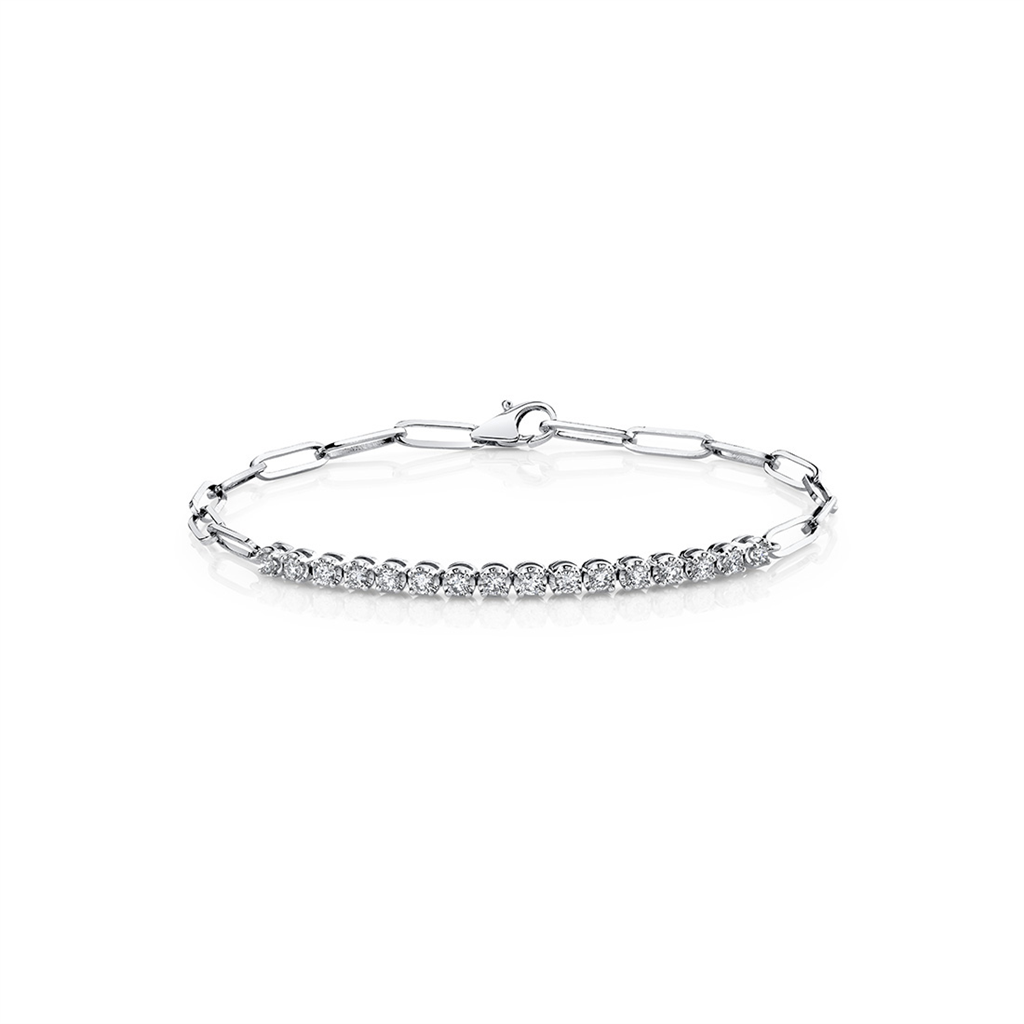 Round Tennis Bar Paperclip Bracelet
