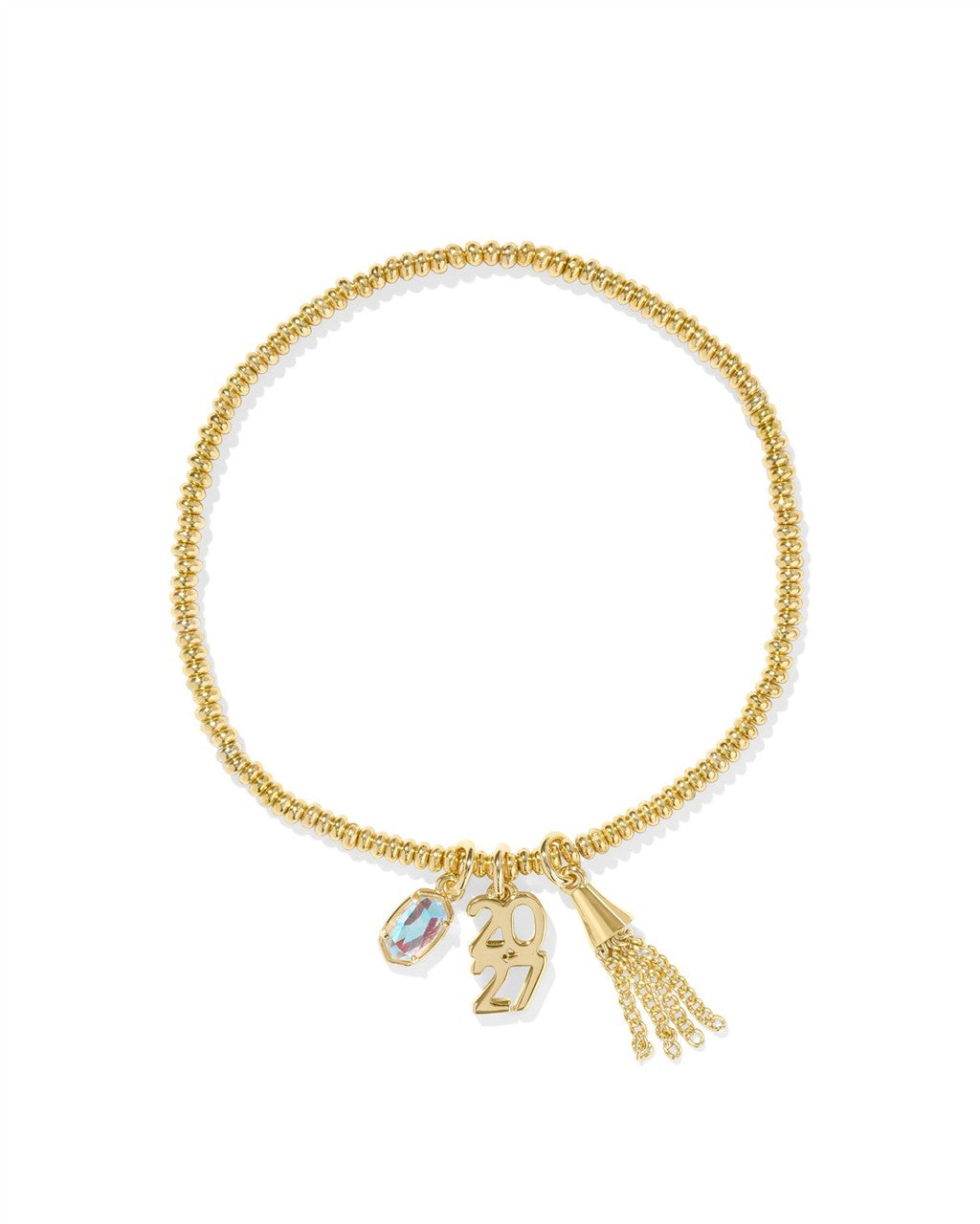 2027 GRADUATION STRETCH BRACELET GOLD DICHROIC GLASS