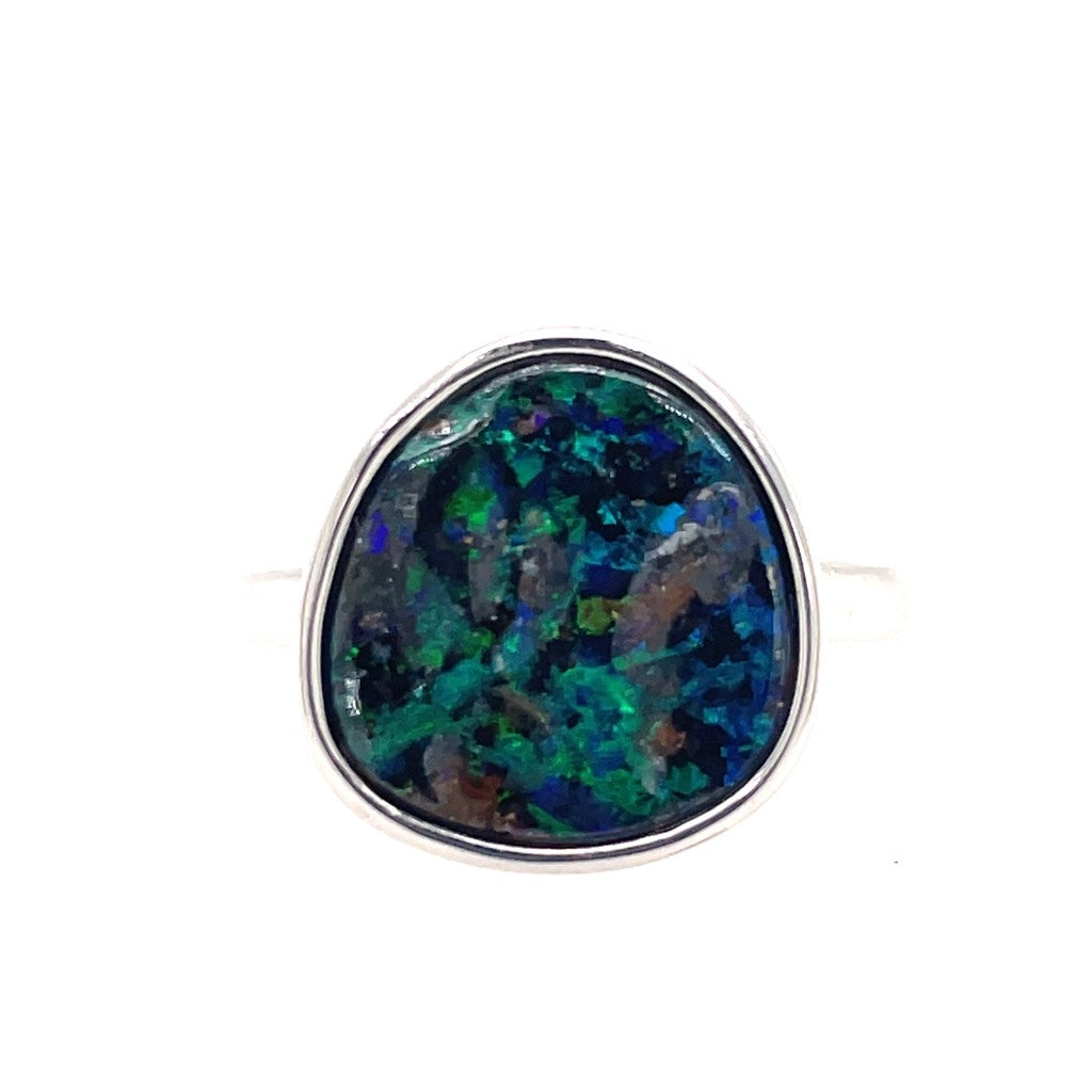 Sterling Silver Boulder Opal Ring