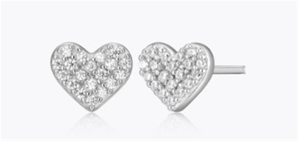 Diamond Heart Stud Earrings