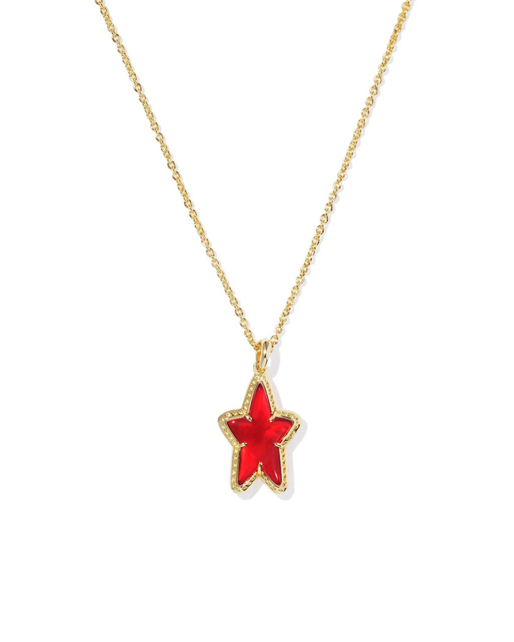 ADA STAR SHORT PENDANT NECKLACE GOLD RED ILLUSION