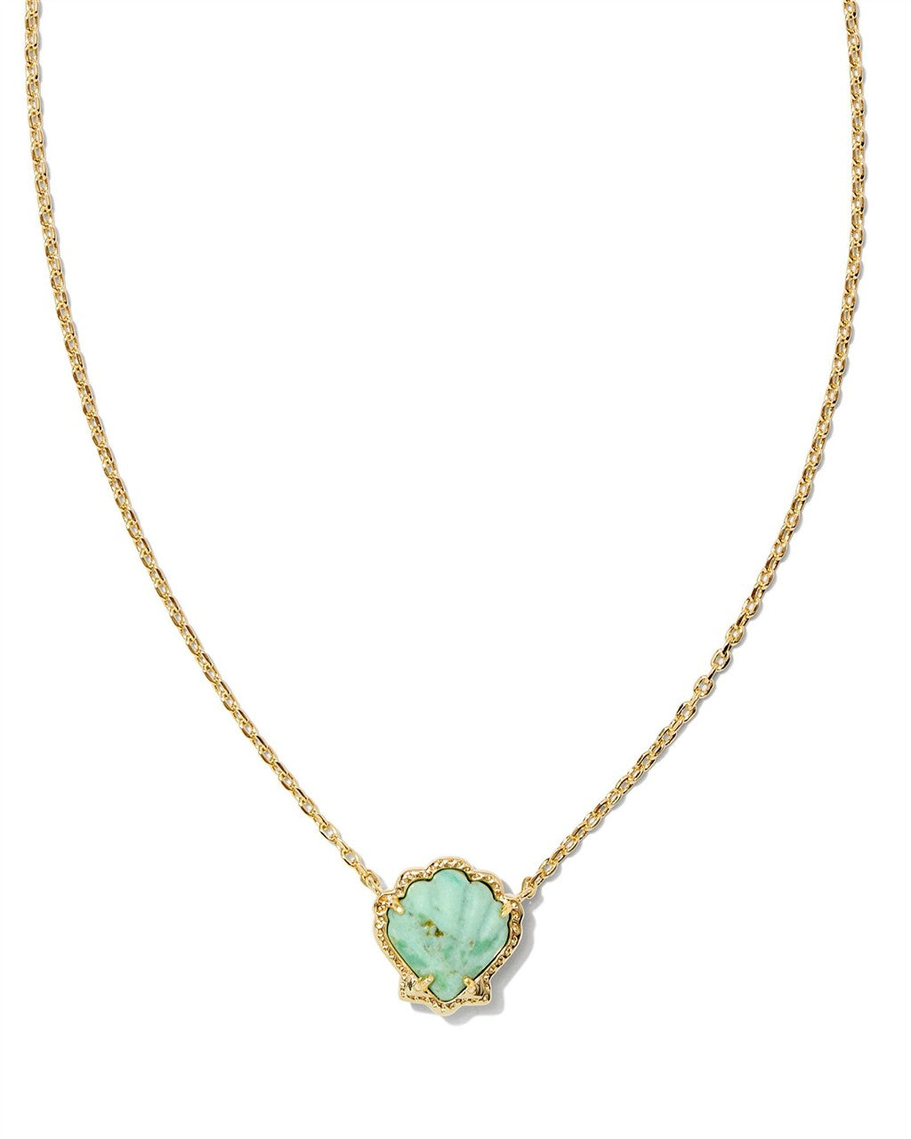 BRYNNE SHELL SHORT PENDANT NECKLACE GOLD SEA GREEN CHRYSOCOLLA
