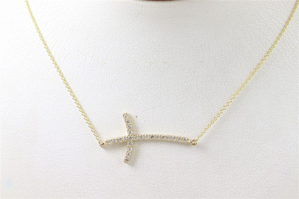 Diamond Sideways Cross Pendant