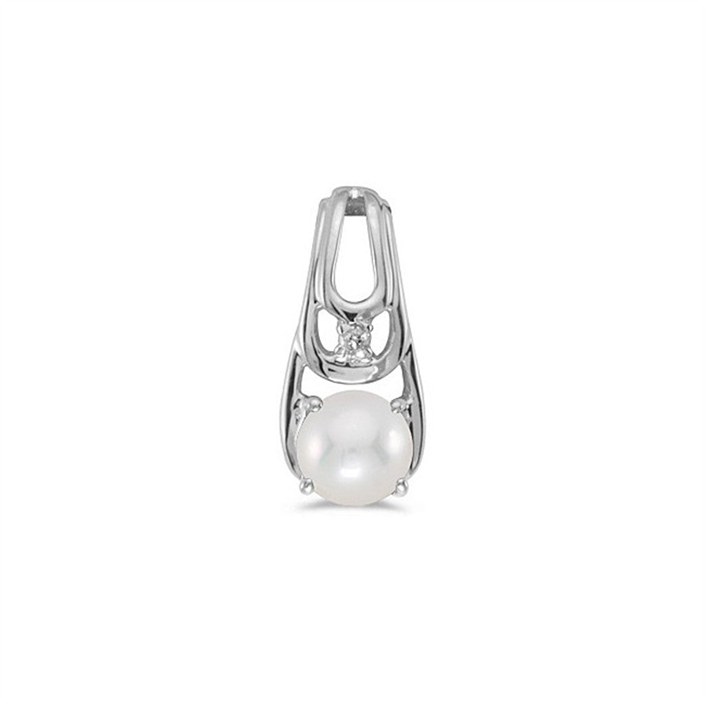 14k White Gold Pearl And Diamond Pendant