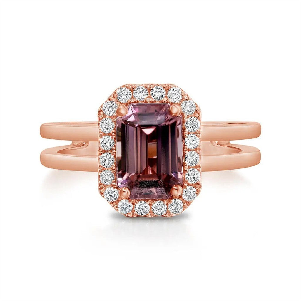 14k Rose Gold Lotus Garnet and Diamond Ring