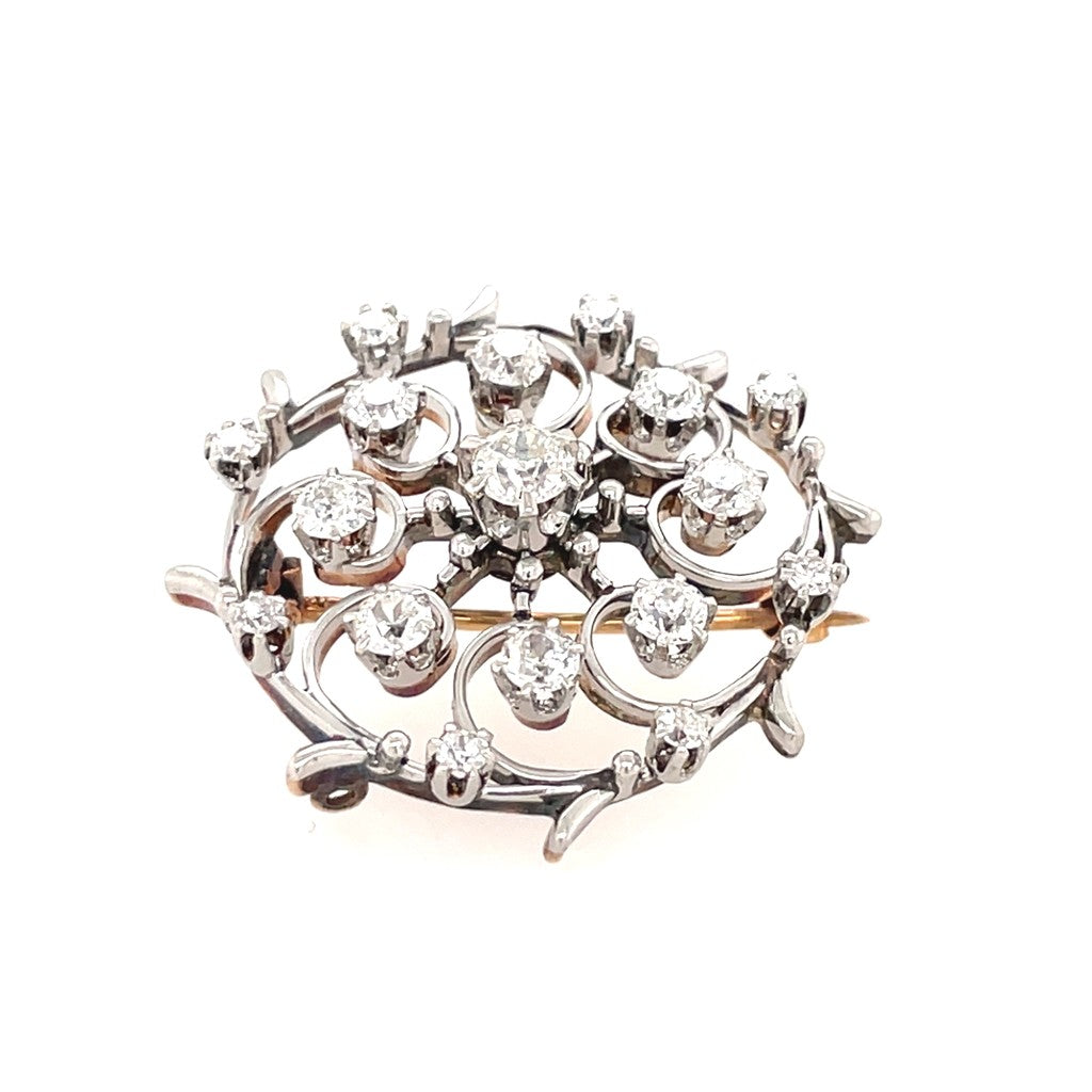 Antique broach set with Old European cut diamonds