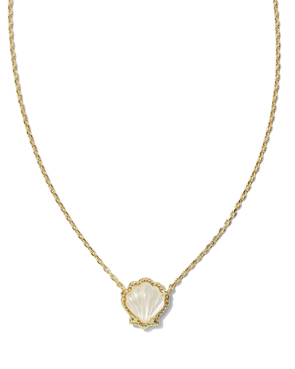 BRYNNE SHELL SHORT PENDANT NECKLACE GOLD IVORY MOTHER OF PEARL