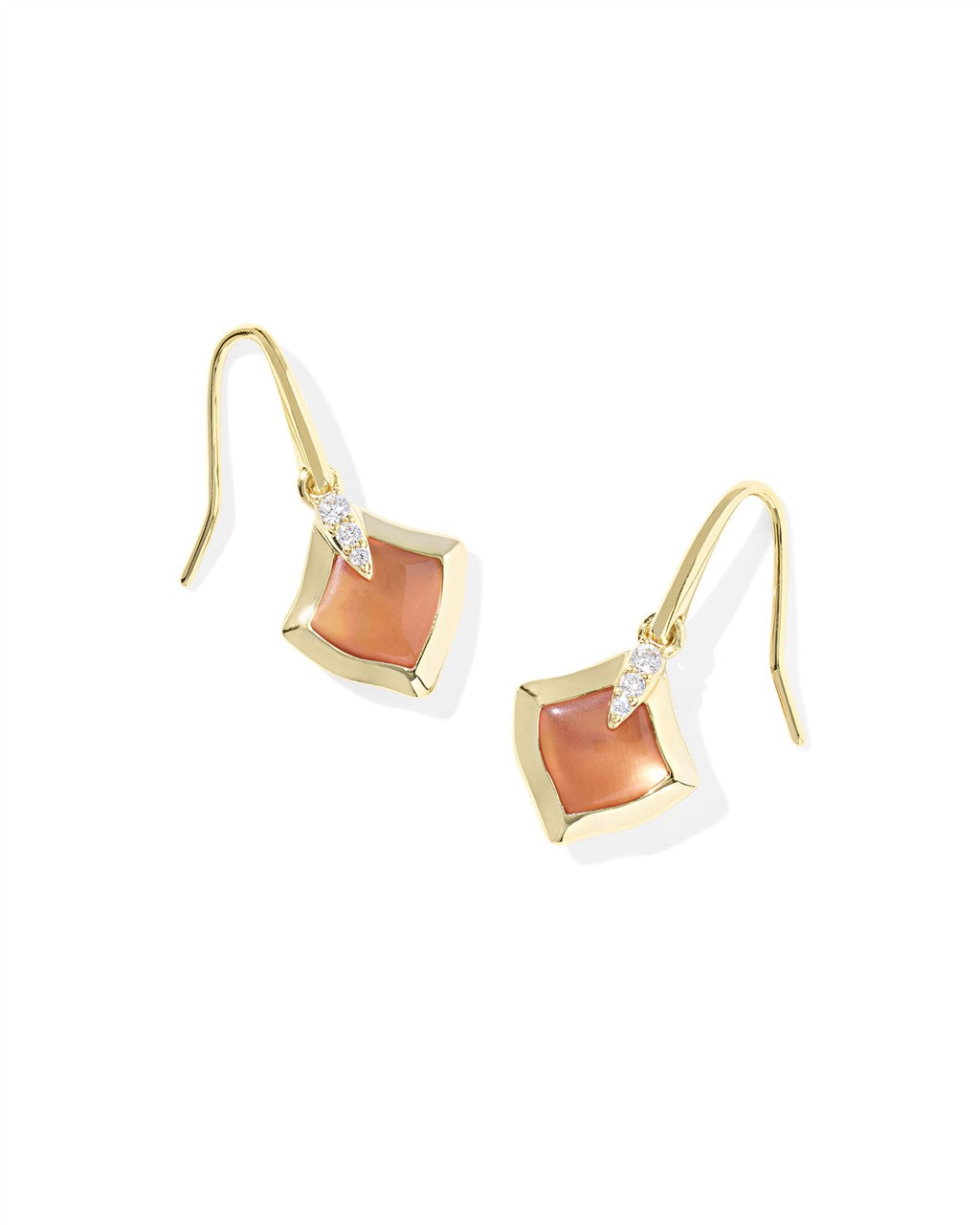 JOELLE SMALL DROP EARRINGS GOLD PAPAYA MOTHER OF PEARL
