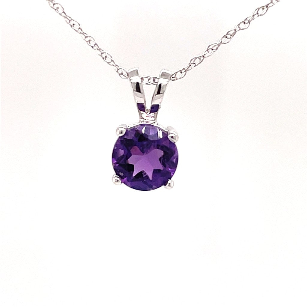 10K White Gold Amethyst Pendant