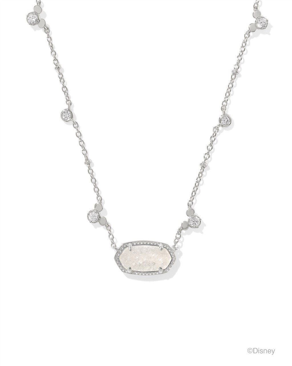 MICKEY MOUSE ELISA NECKLACE SILVER IRIDESCENT DRUSY