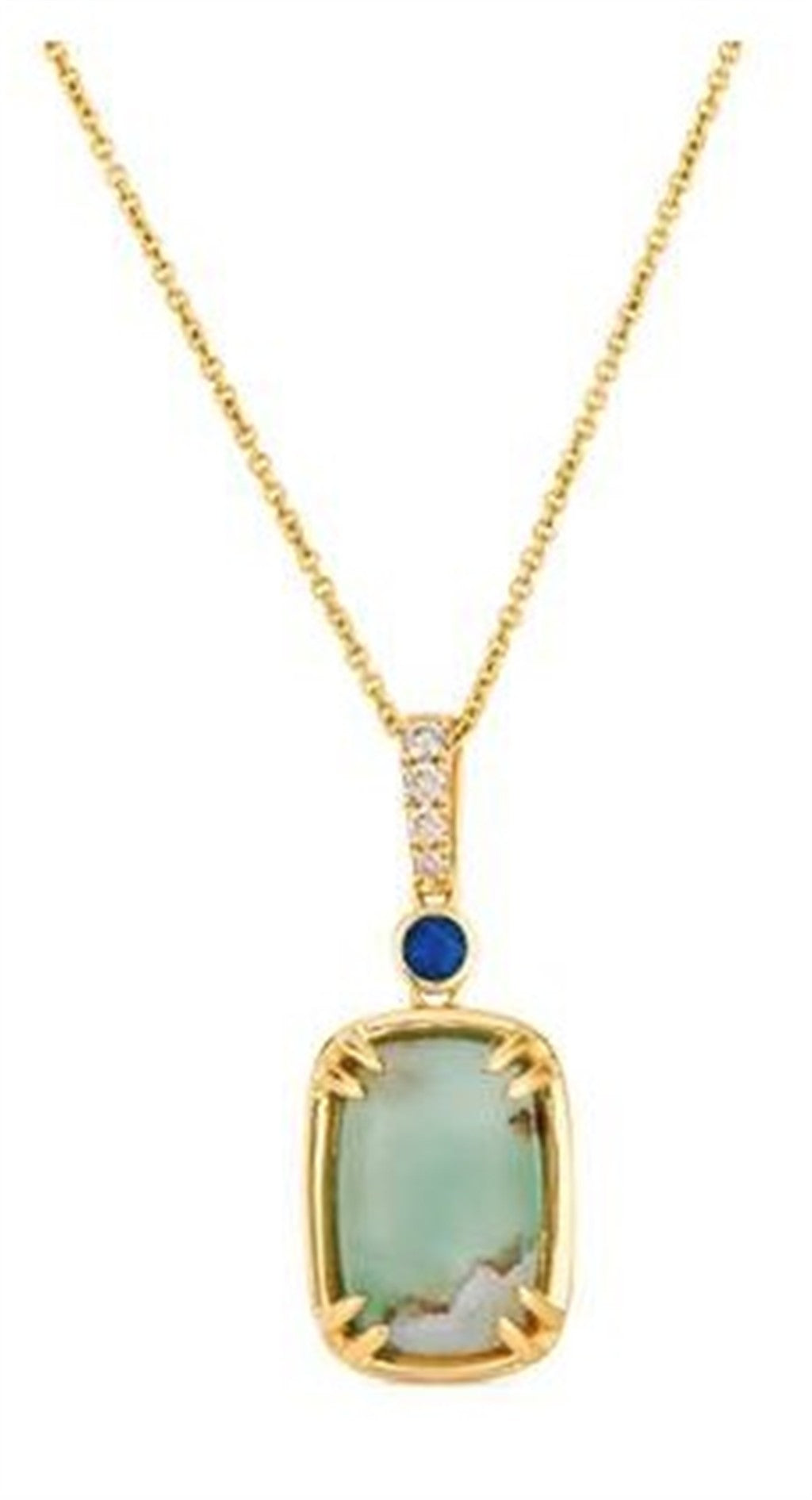 Aquaprase, Sapphire, and Diamond Pendant Necklace