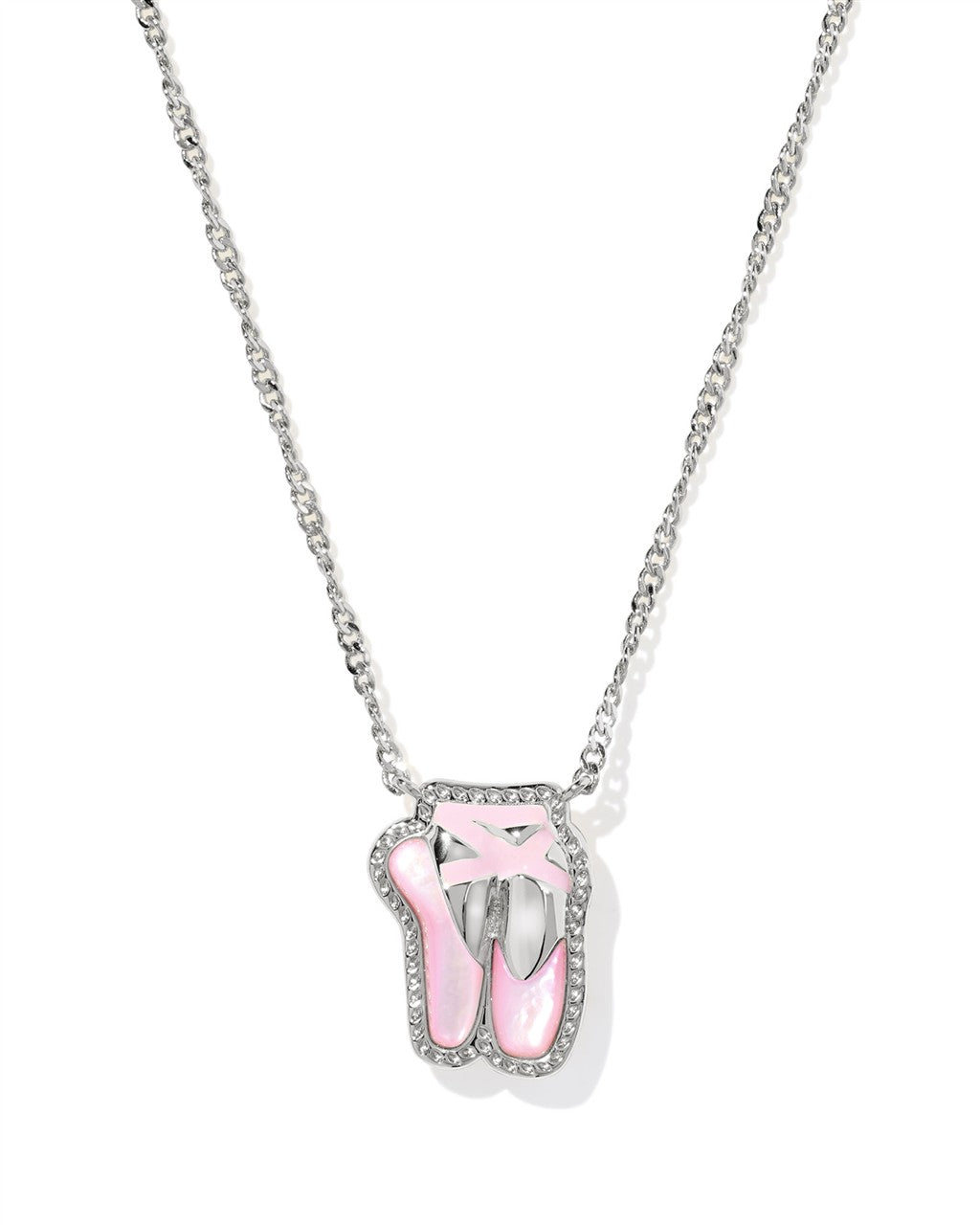 BALLET SHORT PENDANT NECKLACE SILVER BLUSH MOTHER OF PEARL
