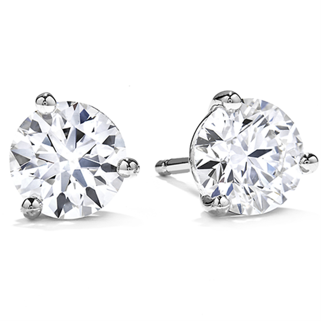 Hearts on Fire 3 Prong Stud Earrings
