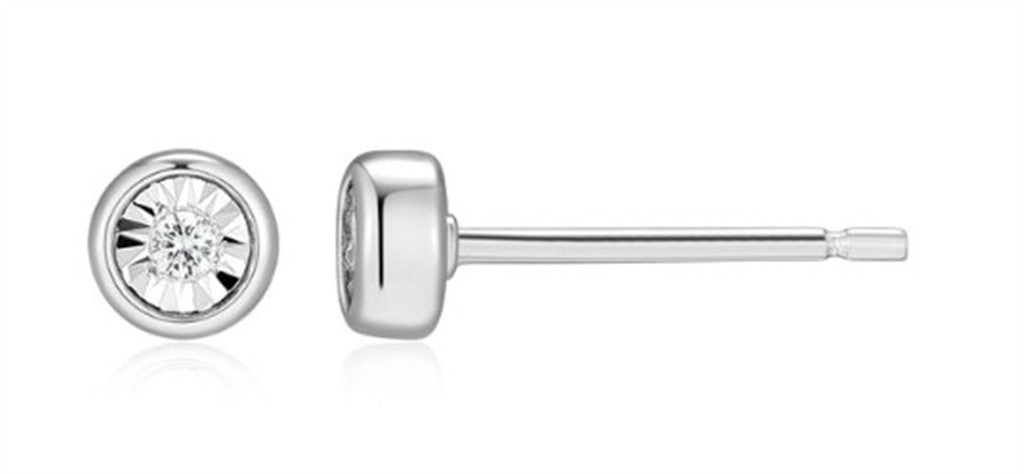 Small Bezel Set Diamond Stud Earrings