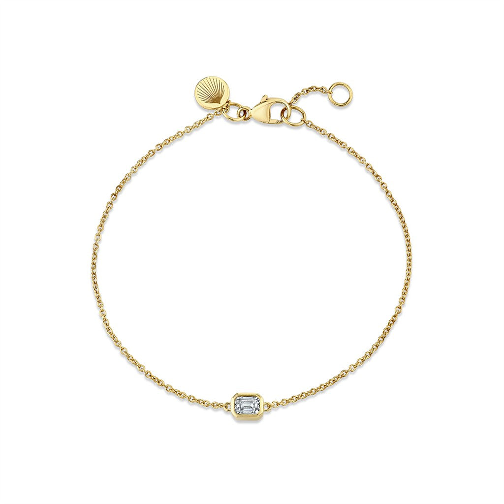 East West Emerald Bezel Diamond Bracelet
