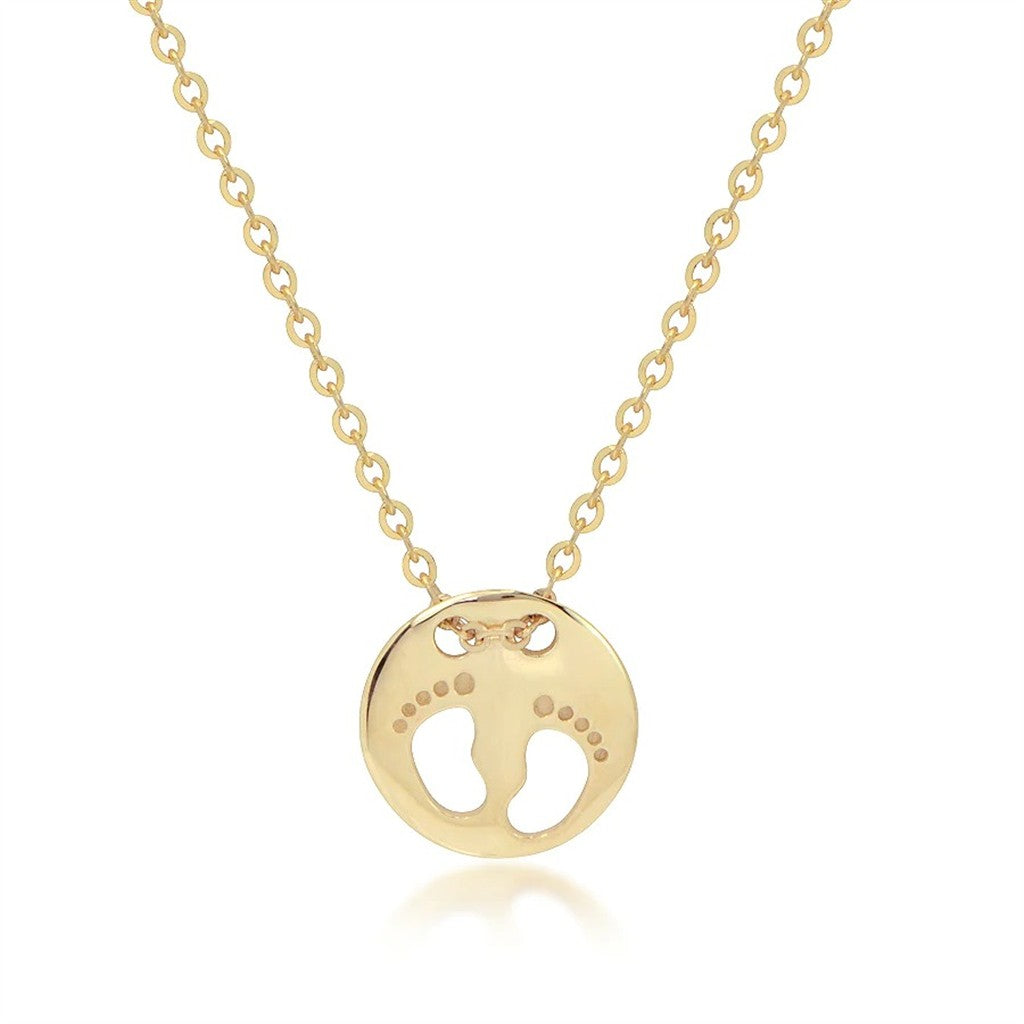 14K Yellow Gold Baby Feet Necklace