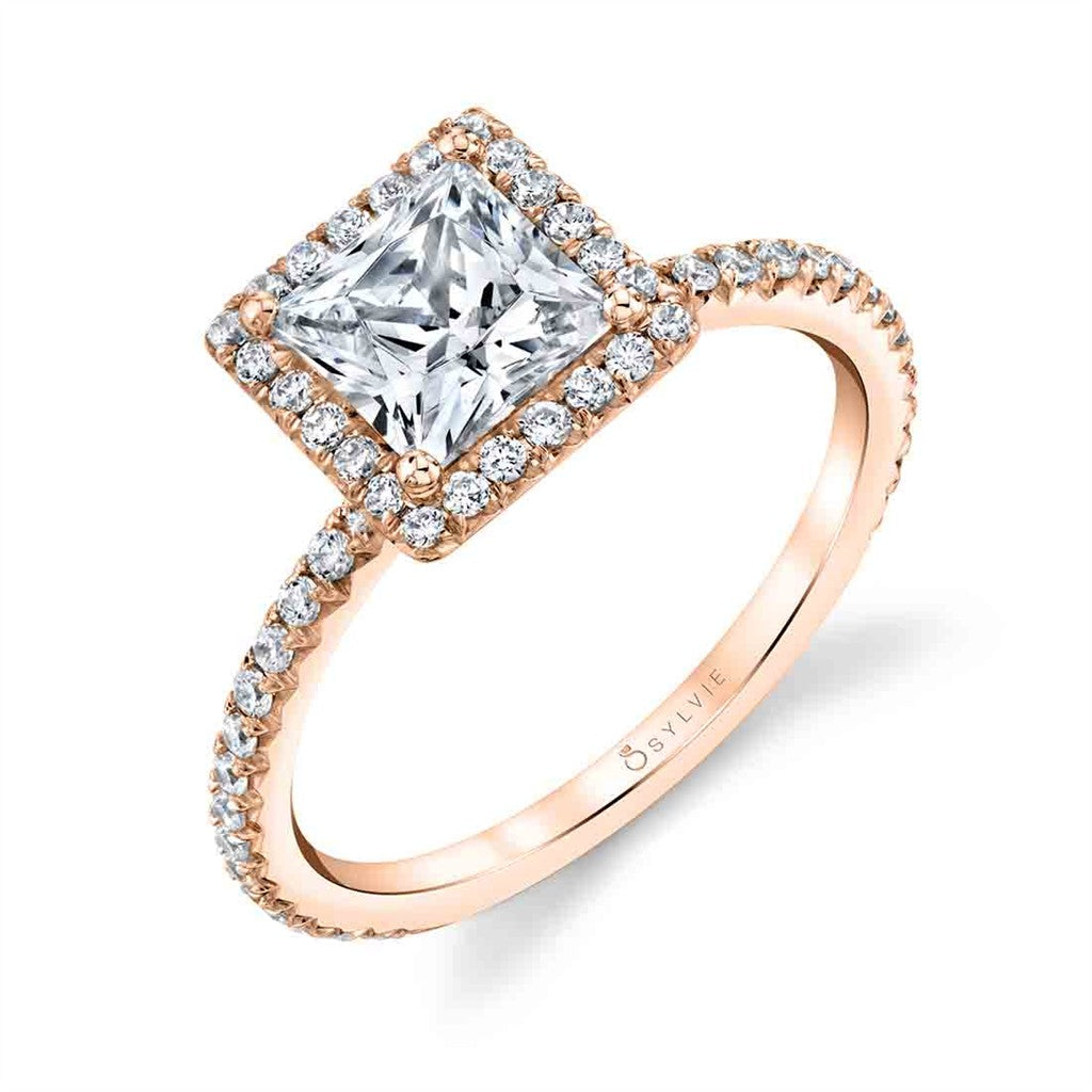 VIVIAN PRINCESS CUT CLASSIC HALO ENGAGEMENT RING