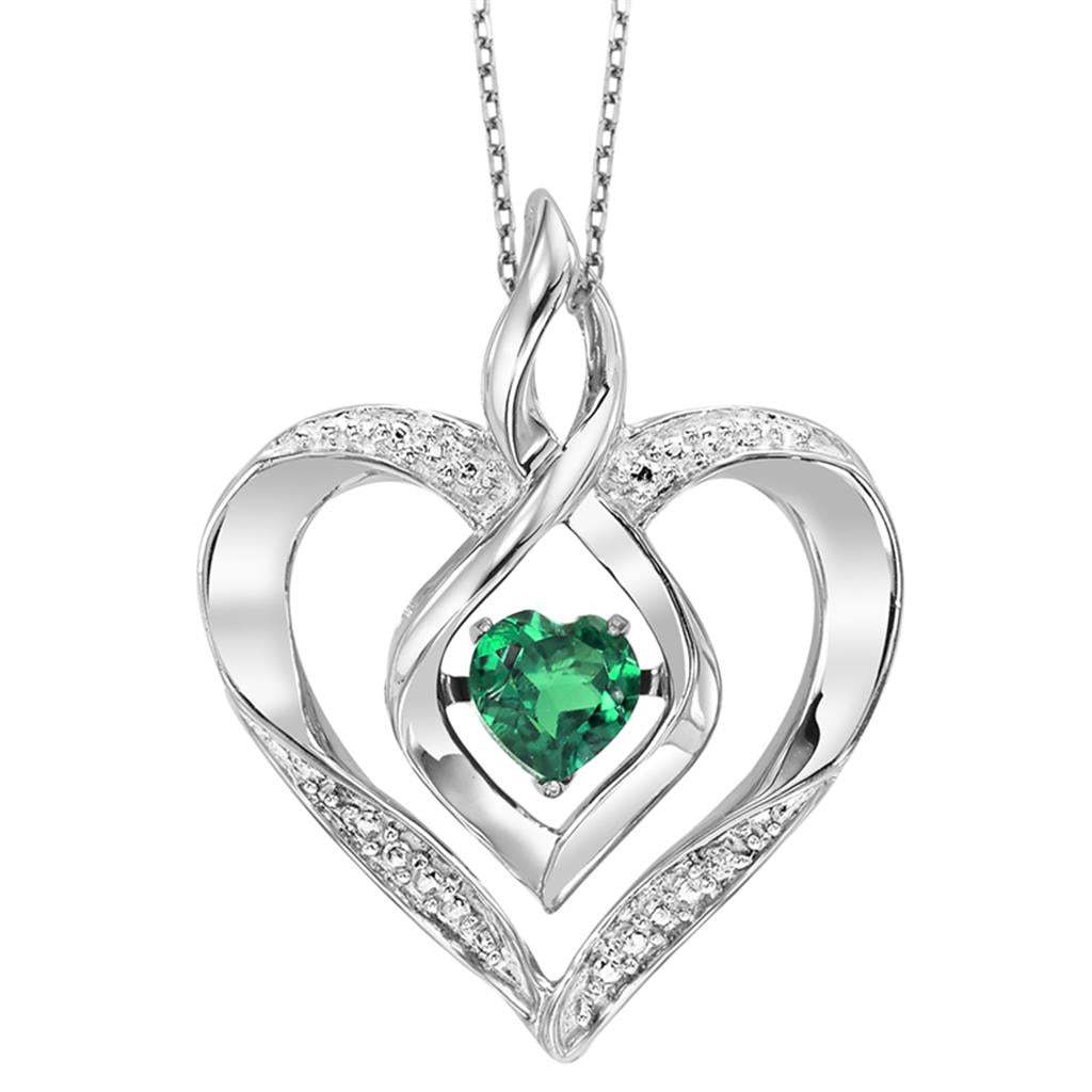 Sterling Silver Emerald Rhythm of Love Heart Pendant
