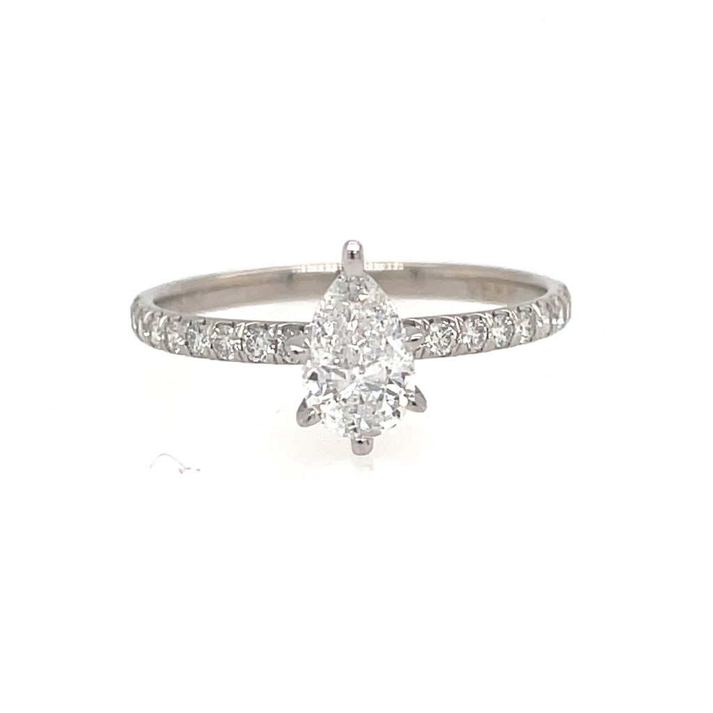 14K White Gold Pear-Shaped Diamond Engagement Ring